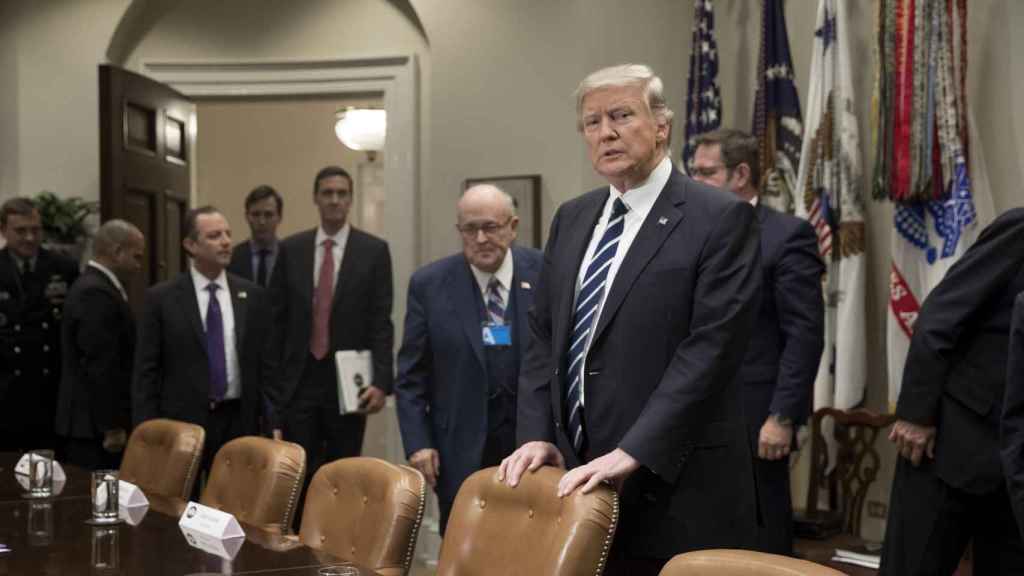 Trump en una reunión este martes en la Casa Blanca