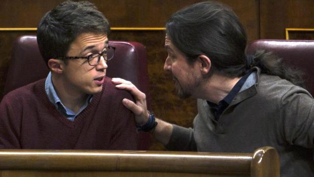 Errejón e Iglesias este martes en el Congreso.