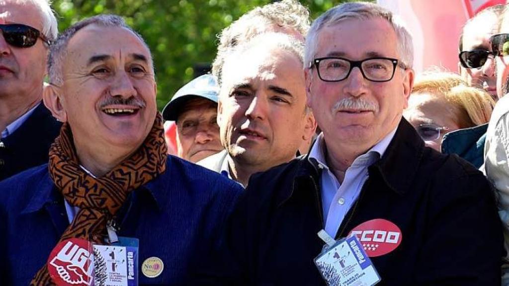 Álvarez, Toxo y Simancas, en una manifestación.