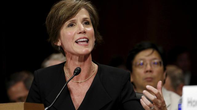 Sally Yates testifica durante un Comité Judicial del Senado.