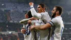 Real Madrid celebrando un gol en el Bernabéu