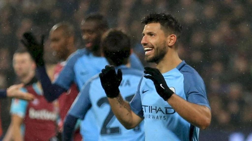 Agüero en un partido con el Manchester City. Foto: mancity.com