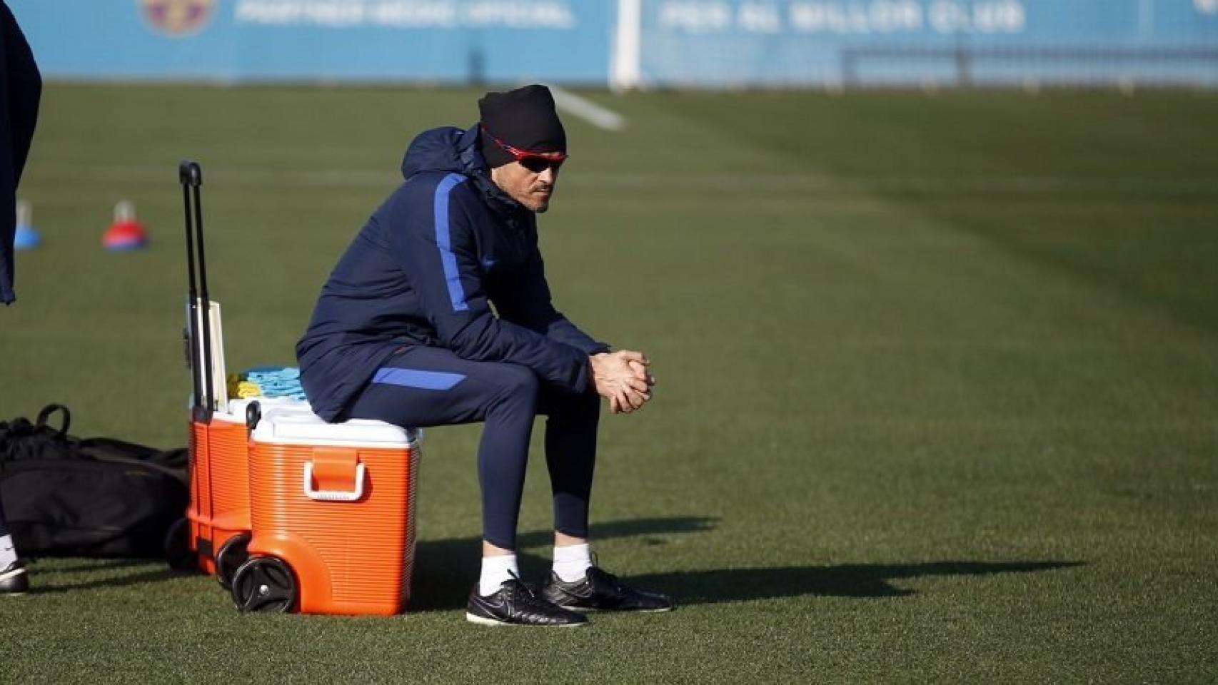 Luis Enrique en un entrenamiento del Barcelona. Foto: @FCBarcelona_es