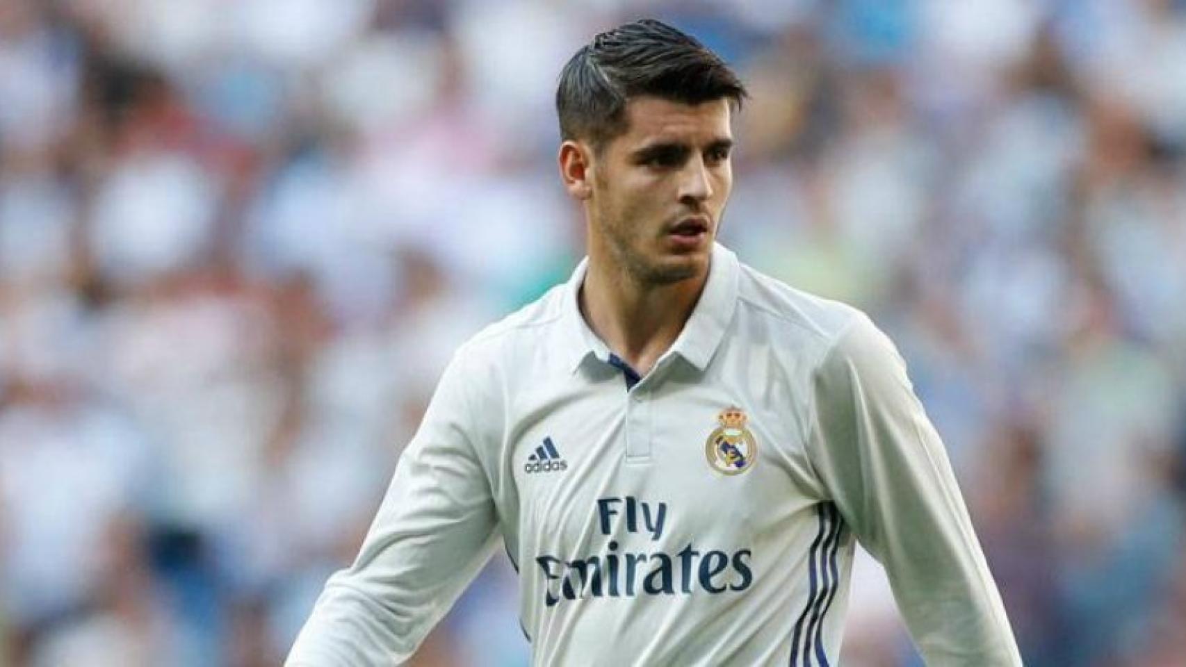 Morata en un patido con el Real Madrid en el Santiago Bernabéu.