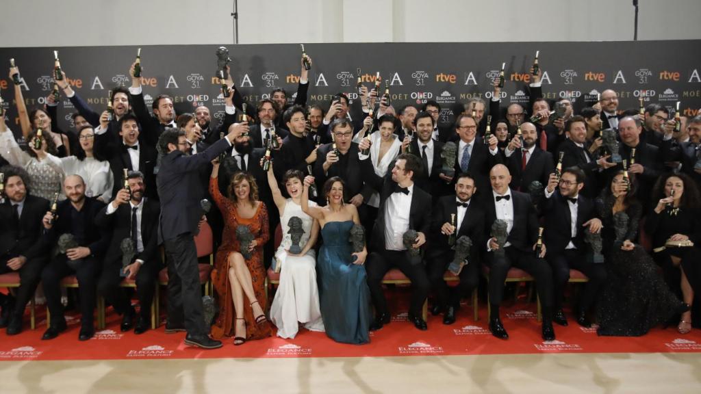 Todos los premiados de los Goya, en la sala de ganadores.