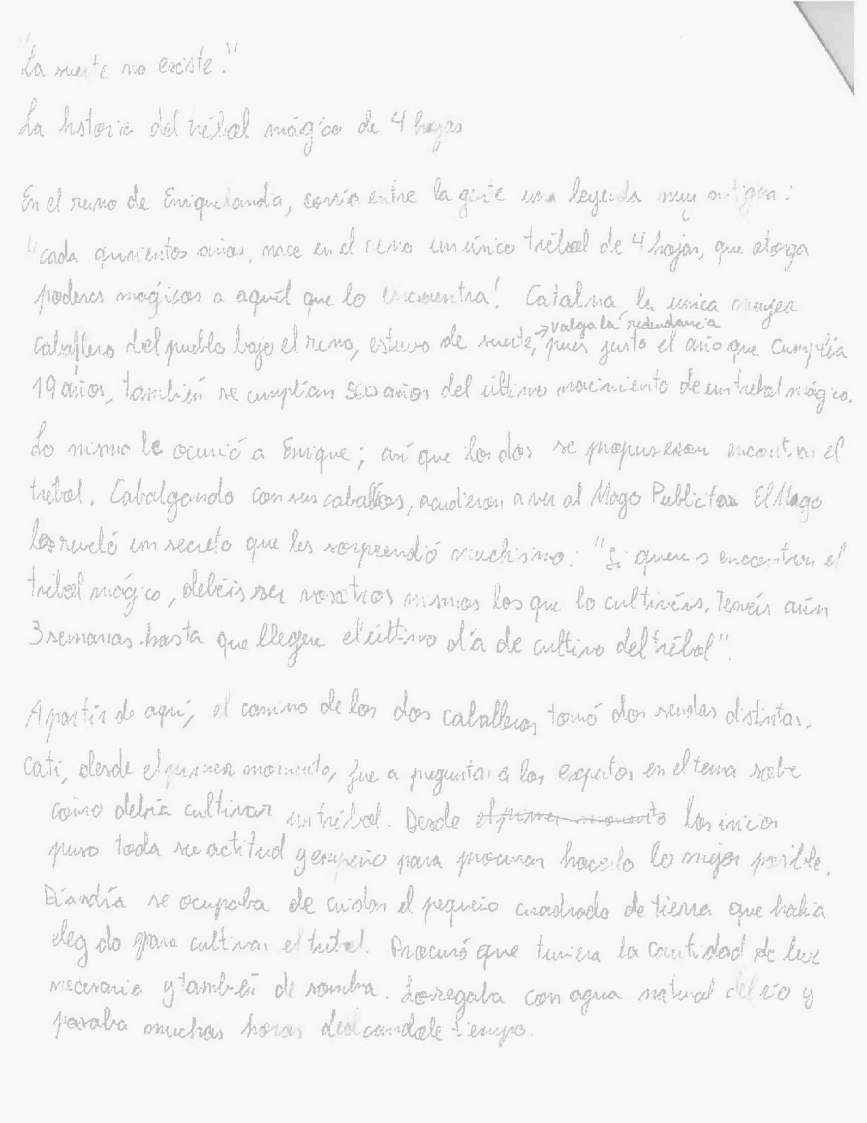 Primera parte del relato que Enrique Ruiz escribió en su examen de Publicidad.