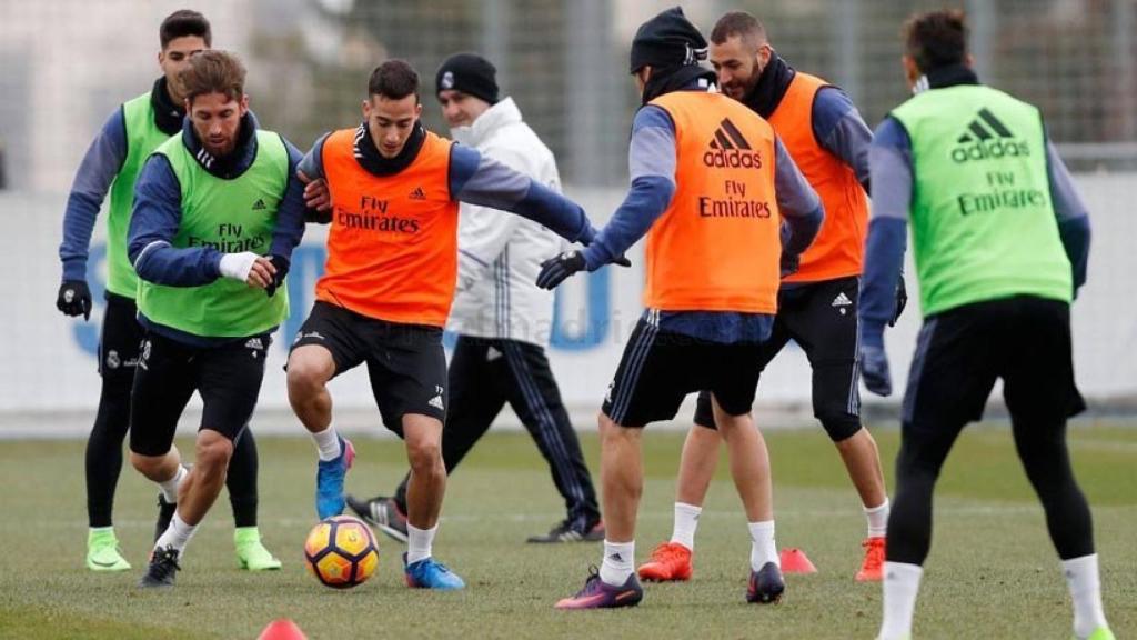 Lucas Vázquez en el entrenamiento