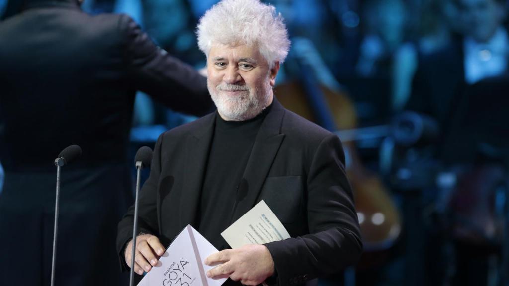 Pedro Almodóvar con su característico pelo en la gala de los Goya.