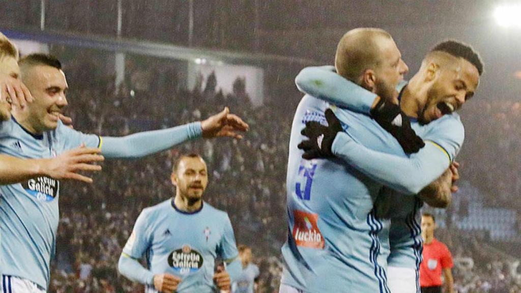 Guidetti celebra junto a Bongonda y Aspas. Foto: rccelta.es