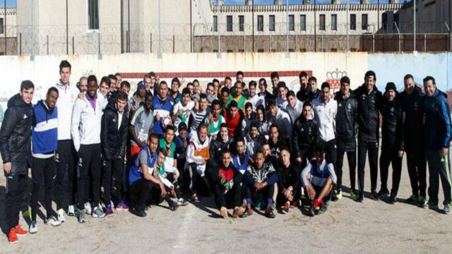 Jugadores del Castilla en un acto de la Funación Real Madrid