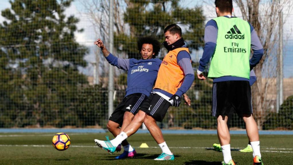 Marcelo y Pepe en el entrenamiento