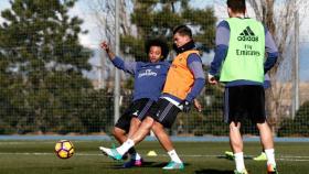 Marcelo y Pepe en el entrenamiento