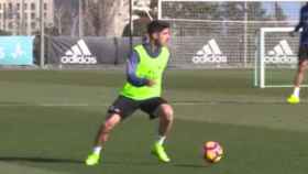 Marco Asensio en el entrenamiento del Real Madrid