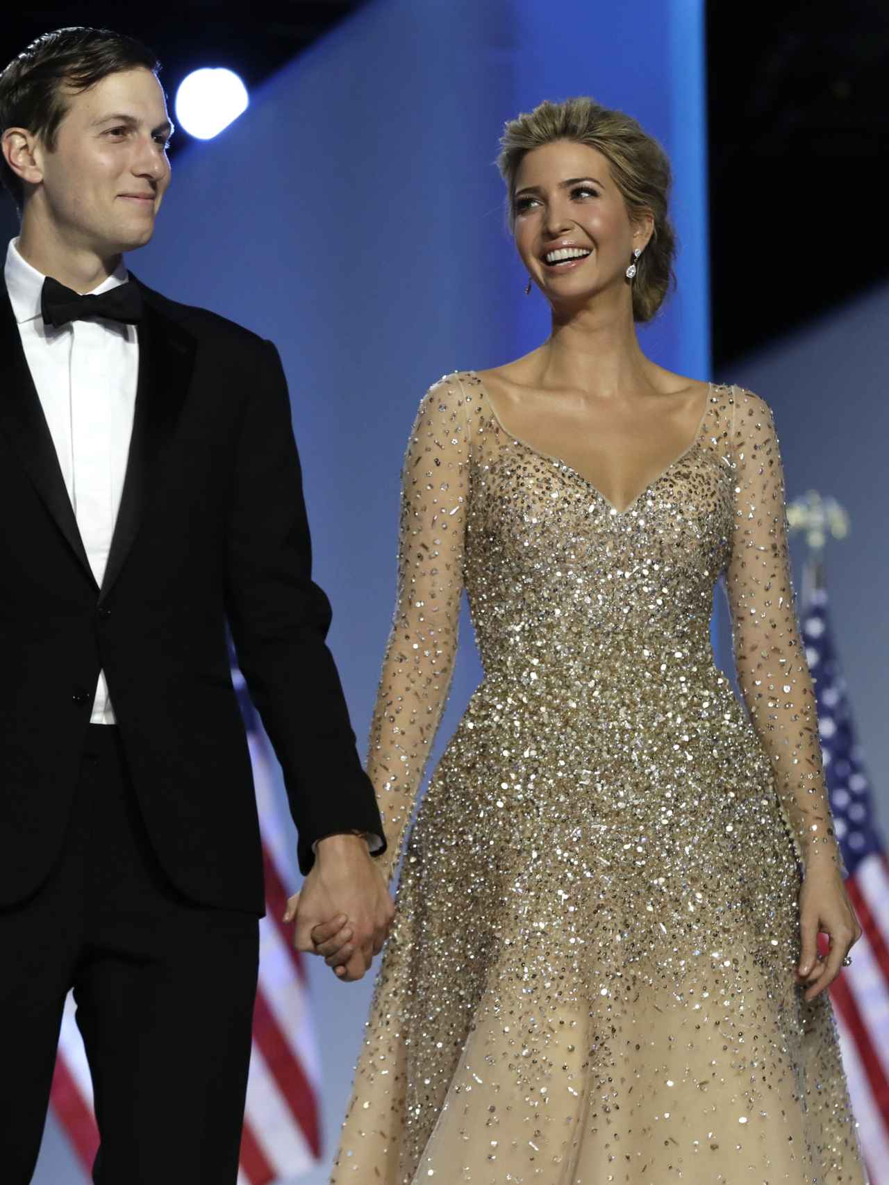 Ivanka Trump con su marido Jared Kushner durante la ceremonia presidencial.