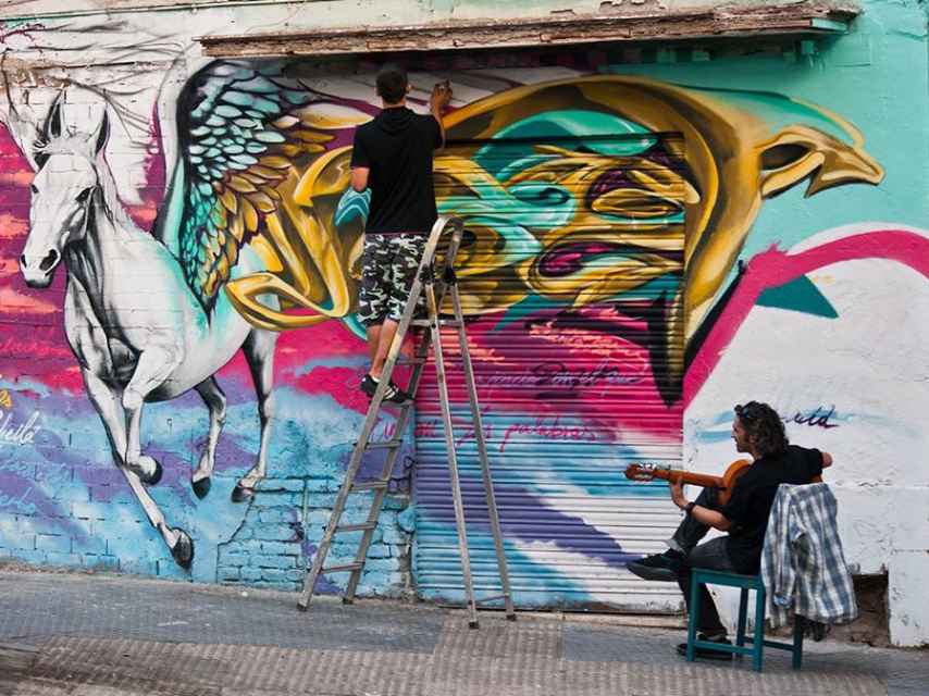 Grafitis en el barrio de Lagunillas, Málaga.
