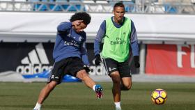 Marcelo y Danilo en el entrenamiento