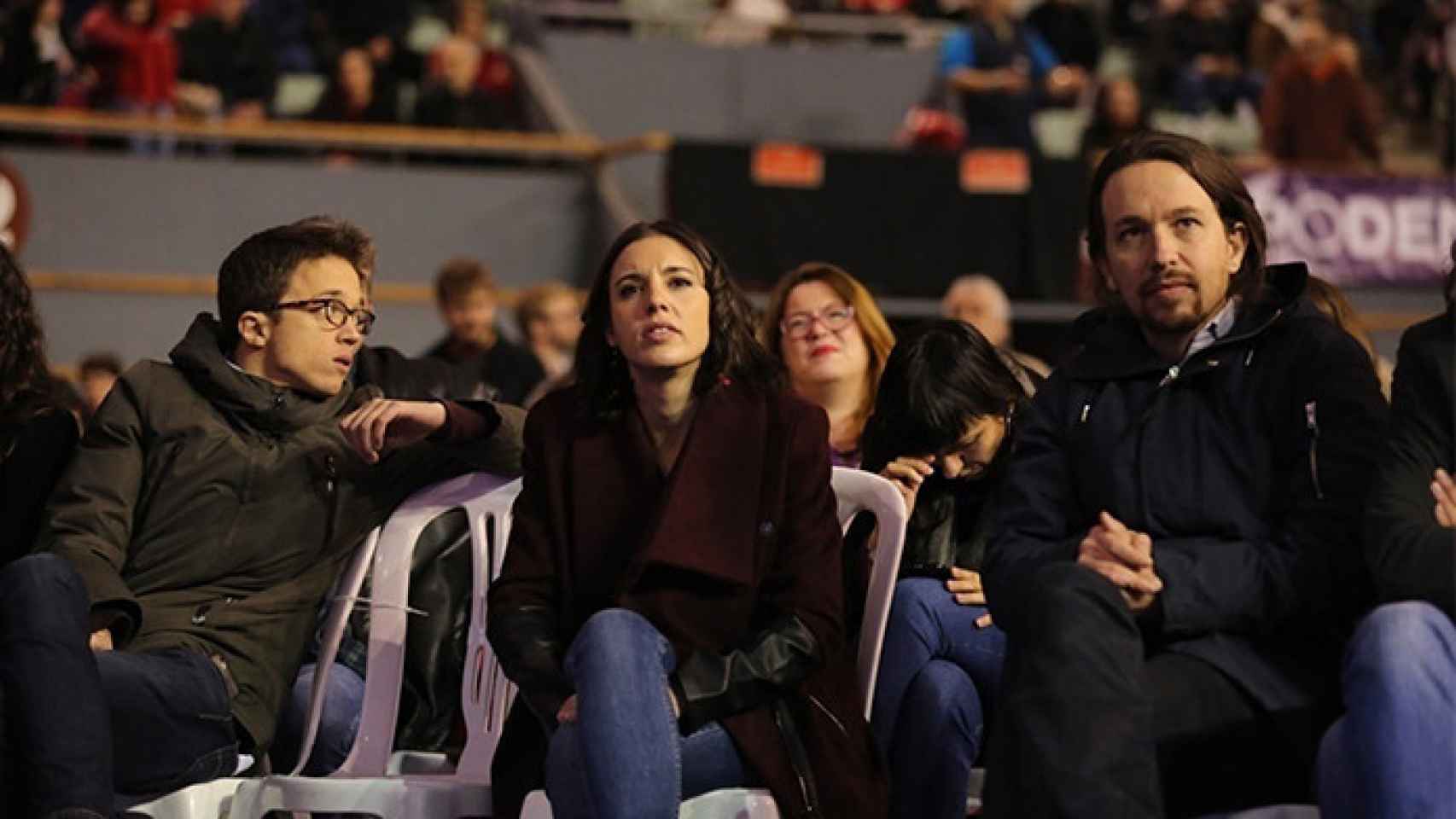 Errejon, Montero e Iglesias, en un congreso de Podemos.