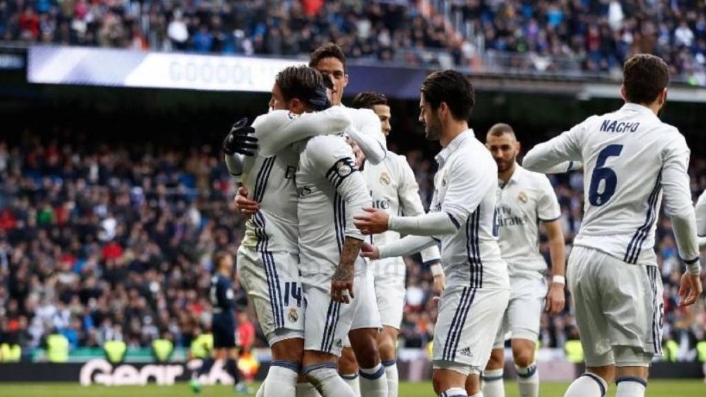 El Real Madrid celebrando un gol