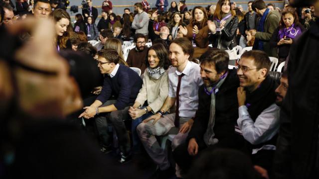 Errejón, Montero, Iglesias, Mayoral y Monedero hoy en Vistalegre.