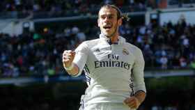 Bale celebra un gol con el Madrid