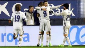 Celebración de gol del Madrid ante Osasuna