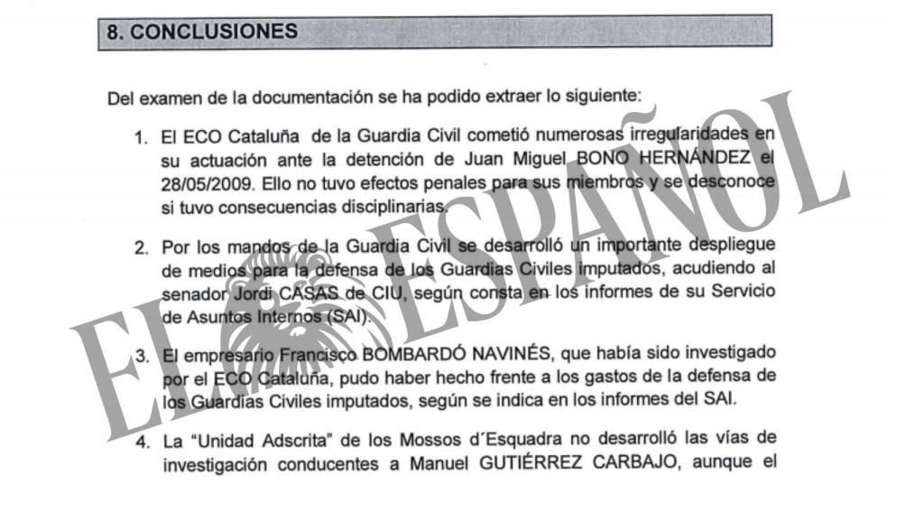 Extracto de las conclusiones del informe.