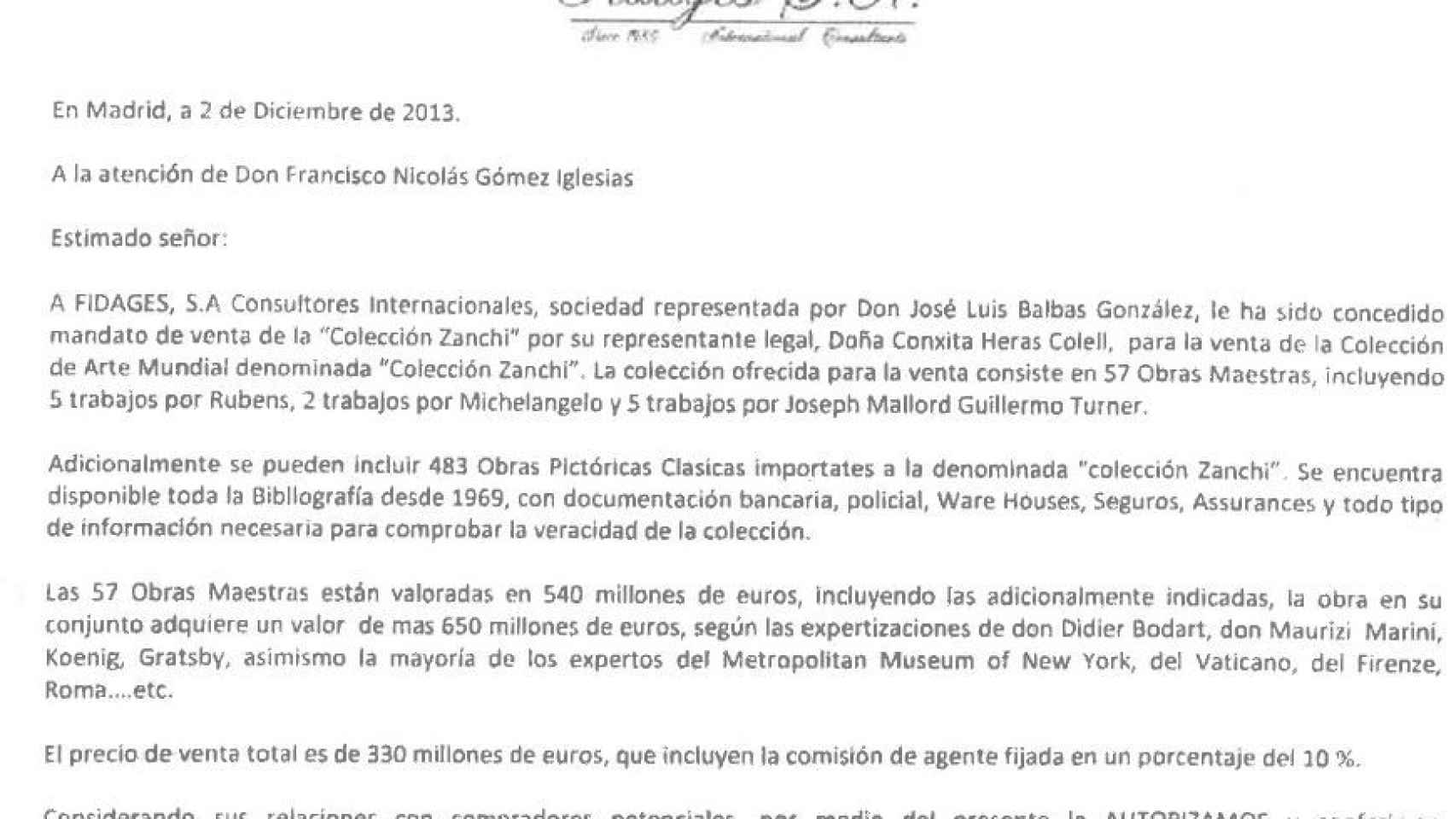 Contrato entre Balbás y Gómez Iglesias.