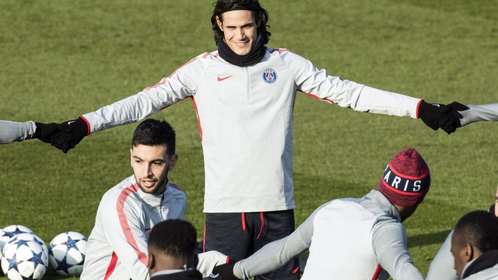 Entrenamiento del PSG, este lunes.