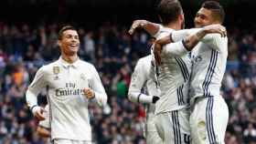 Jugadores del Real Madrid tras un gol