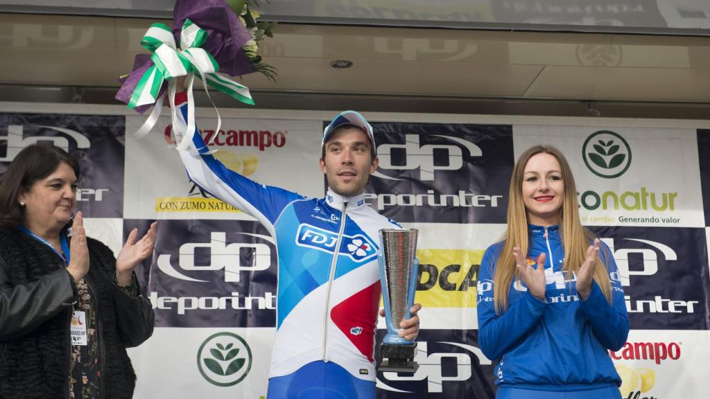 Pinot celebra su victoria en la segunda etapa.