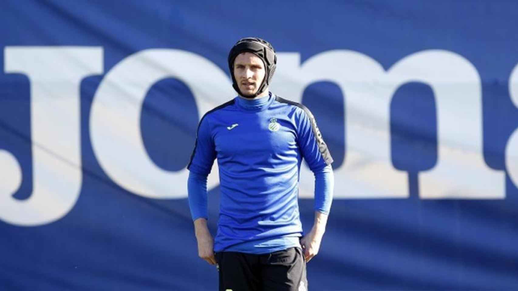 Piatti jugará con un casco en el Bernabéu. Foto: rcdespanyol.com
