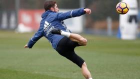 Sergio Ramos en el entrenamiento