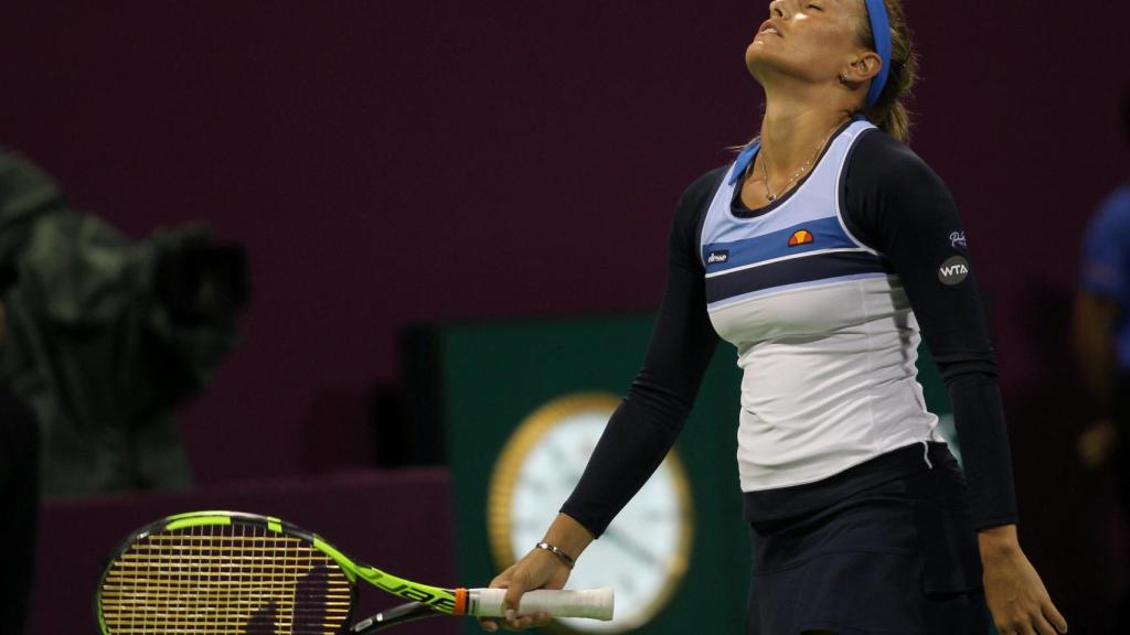 Mónica Puig durante su partido contra Caroline Wozniacki de semifinales.