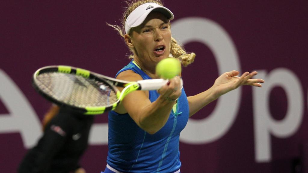 Caroline Wozniacki durante su partido contra Mónica Puig.