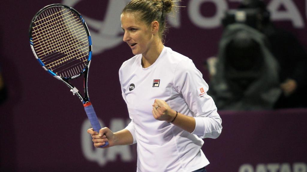 Karolina Pliskova celebra un punto.