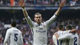 Gareth Bale celebra su gol ante el Espanyol.
