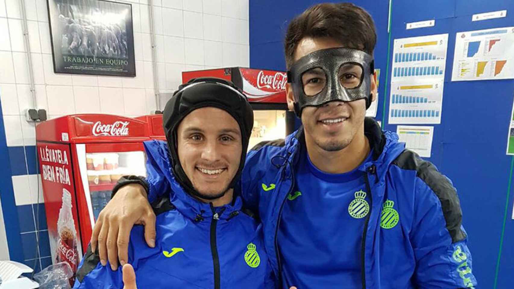 Piatti y Hernán Pérez, jugadores del Espanyol. Foto: Twitter (@chicoperez11)