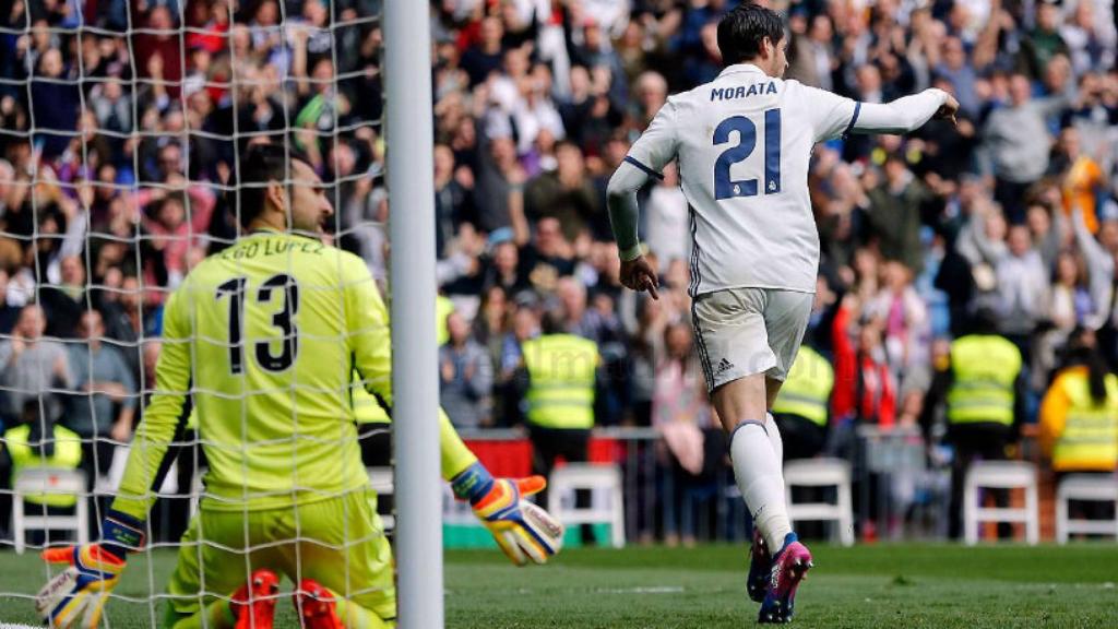 Morata celebra su gol ante Diego López