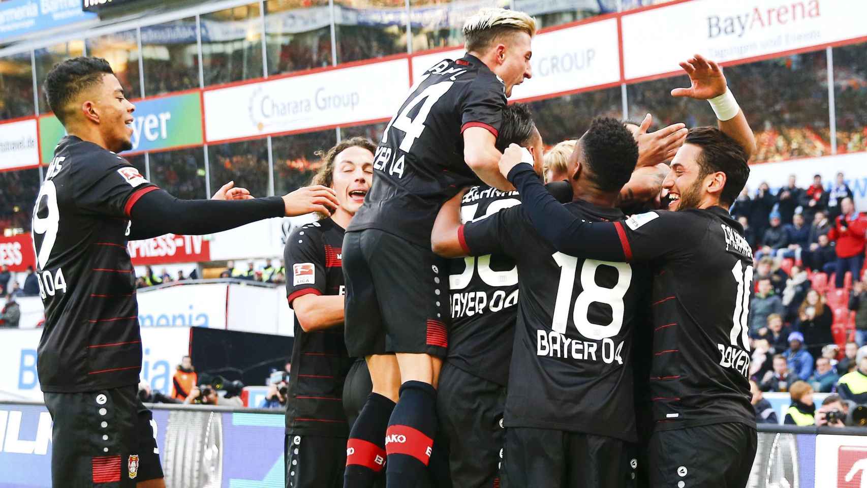 El Bayer Leverkusen celebra un gol.