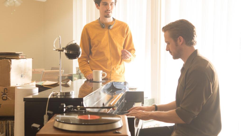 Damien Chazelle con Ryan Gosling en el rodaje de La La Land.