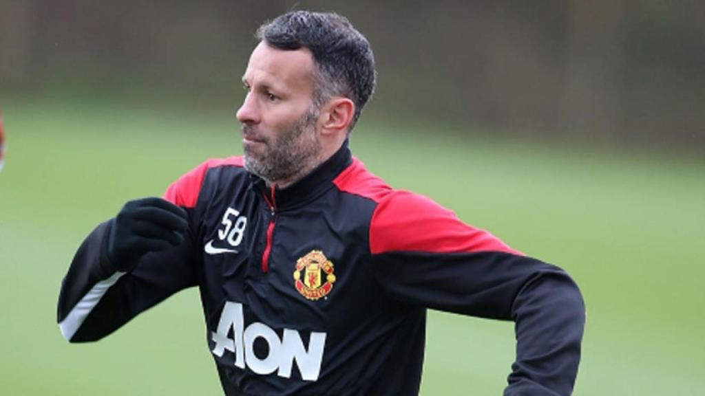 Ryan Giggs en un entrenamiento del Manchester United.