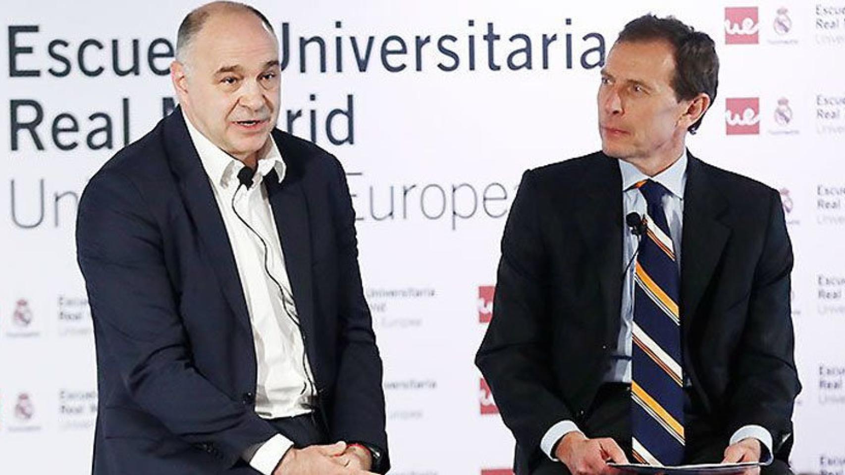 Pablo Laso y Emilio Butragueño durante el acto