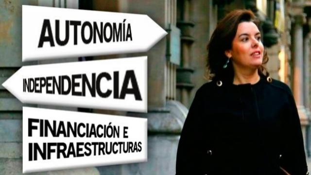 Soraya Sáenz de Santamaría delante de la consejería de Junqueras.