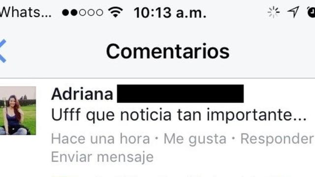 La queja de una usuaria ante uno de los contenidos publicados por un medio colombiano.