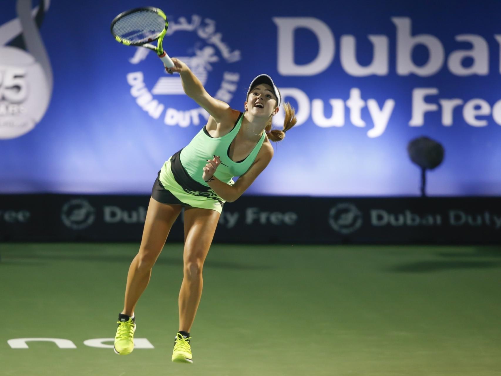 La estadounidense CiCi Bellis durante su partido de primera ronda en Dubai.