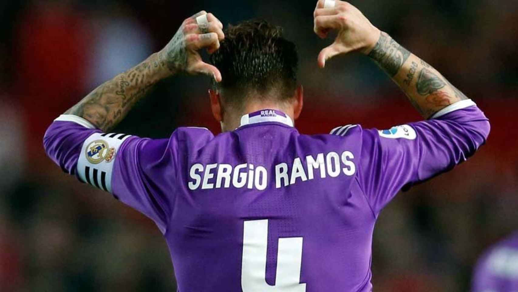 Ramos celebrando el penalti ante el Sevilla