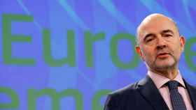 El comisario de Asuntos Económicos, Pierre Moscovici, durante la presentación del informe