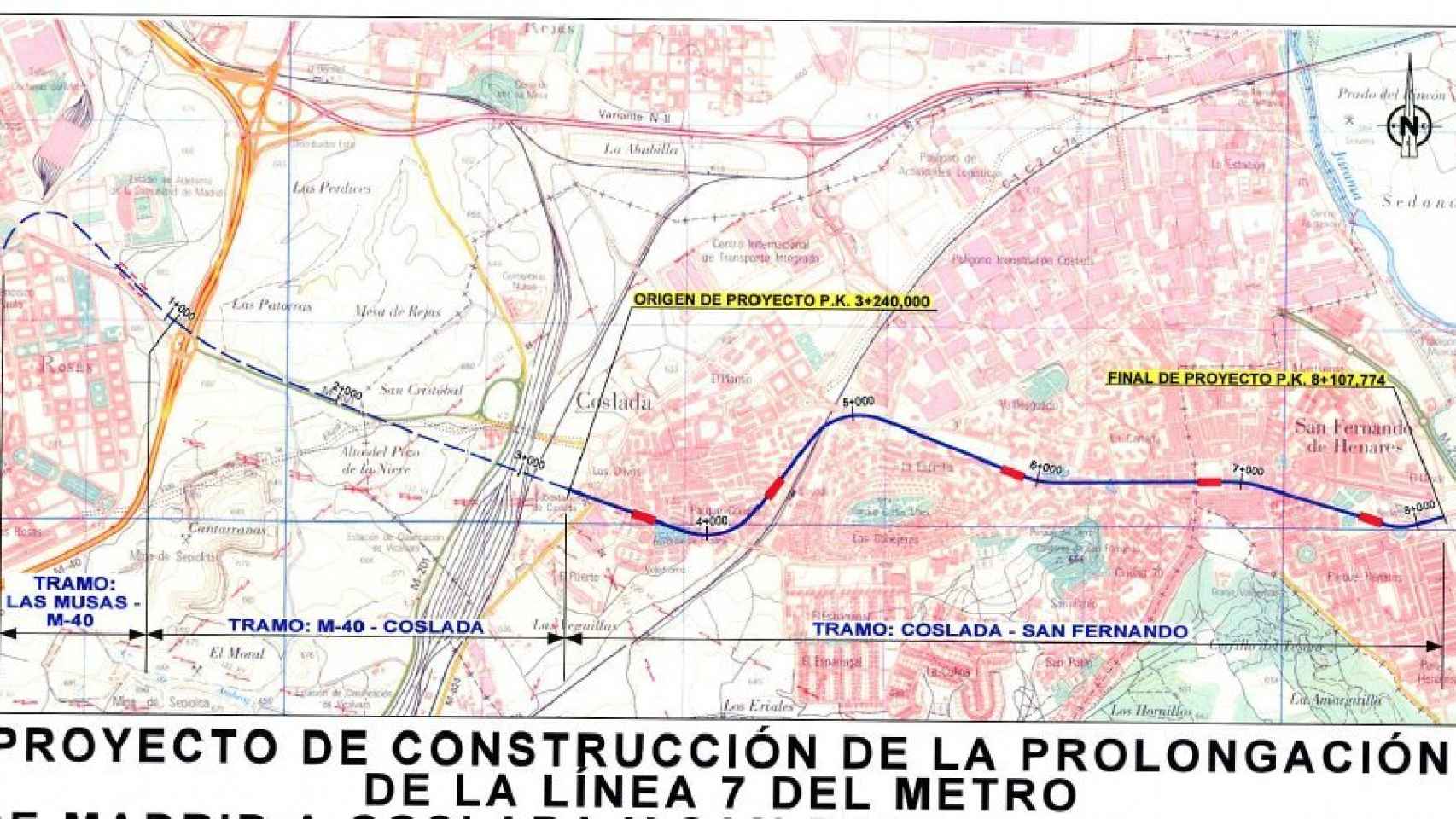 El proyecto original de ampliación de la Línea 7 de metro.