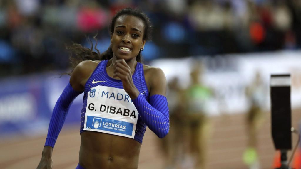 Dibaba en plena carrera en Madrid.