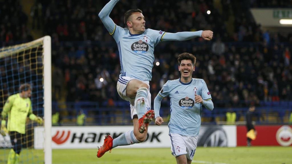 Aspas celebra un gol ante el Shakhtar.